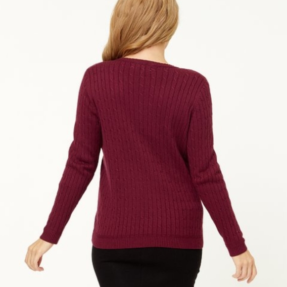 New Sangria Ribbed V-Neck Pulloverclassic pullover - Picture 3 of 3